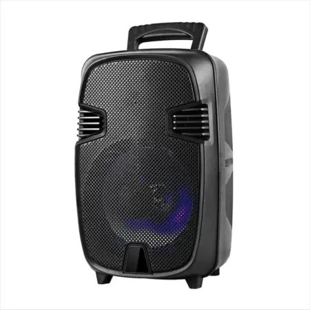 Hangszórók - 200W PMPO hordozható Bluetooth hangszóró, 8 hüvelykes, FM rádióval, mikrofonnal, többszínű LED világítással, USB, SD, AUX – Tökéletes karaoke-hoz és bulikhoz, újratölthető akkumulátorral és teljes vez
