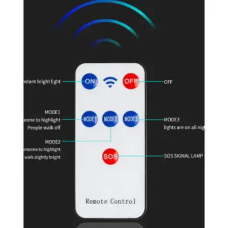 2200W napelemes utcai lámpa, 3 világítási mód, fény- és mozgásérzékelő, távirányítóval, fekete, W789A-5 [1]