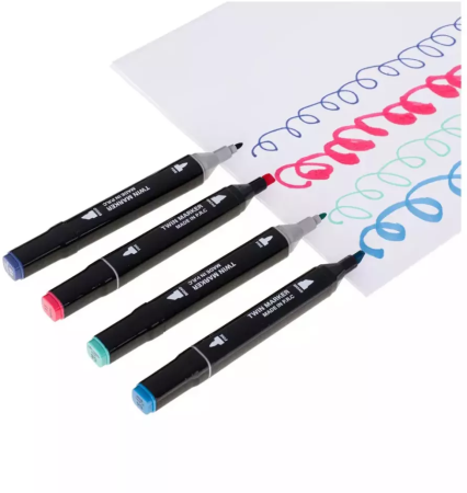 24 Darabos Professzionális Kétvégű Filctoll Készlet, Élénk Színek, Rajzoláshoz, Vázlatkészítéshez és Festéshez, Tartozék Rendezőtokkal [1]