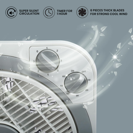 25 cm-es ventilátor időzítővel és oszcillációs funkcióval, 3 sebességfokozat, 6 lapátos kialakítás, réz motor, szürke [2]