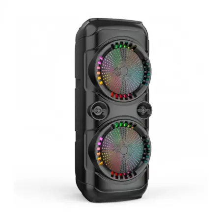 250 W PMPO hordozható hangszóró Bluetooth kapcsolattal, mikrofonnal, 2 x 8 hüvelykes hangszóróval, karaoke funkcióval, LED fényekkel, FM rádióval, víz- és porálló – ideális bulikhoz és szabadtéri szór [1]