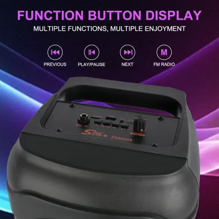 250 W PMPO hordozható hangszóró Bluetooth kapcsolattal, mikrofonnal, 2 x 8 hüvelykes hangszóróval, karaoke funkcióval, LED fényekkel, FM rádióval, víz- és porálló – ideális bulikhoz és szabadtéri szór [4]