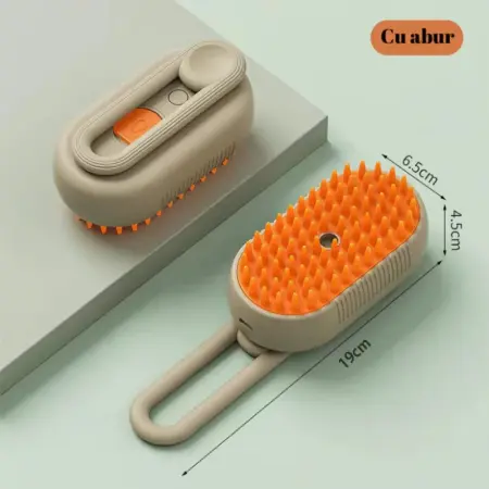 3 az 1-ben elektromos gőzös ápolókefe háziállatoknak, macskáknak és kutyáknak, tisztításra, szőrhullás eltávolításra és masszázsra, USB-C újratölthető, ergonomikus kialakítás [5]