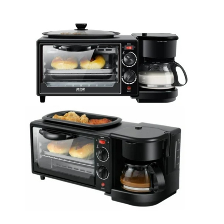 3 az 1-ben elektromos reggeliző készülék, 12L sütő és grill, 800 ml kávéfőző, 1360W teljesítmény, 4 hőfokozat, időzítő funkció, rozsdamentes acél ház [3]
