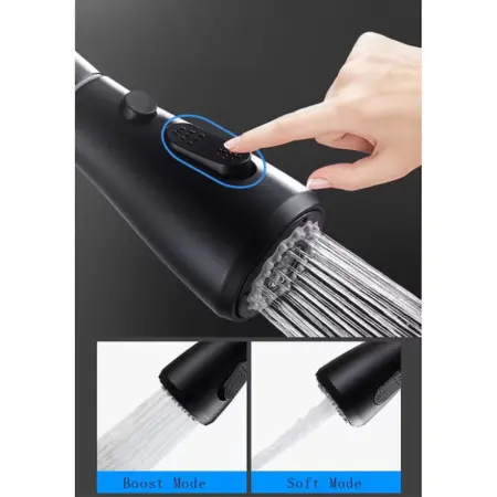 3 az 1-ben Konyhai Csaptelep Szűrt Vízes Csappal és Permetező Fejjel, 18 hüvelykes – Tömör Réz Test, Kerámia Betét, Prémium Fekete Kivitel [1]