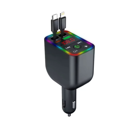 4 az 1-ben autós Bluetooth adapter BT 5.3, FM transzmitter LED kijelzővel, USB és Type-C portokkal, gyorstöltés (Super Fast Charge), MP3/WAV lejátszás, 12–24V [2]