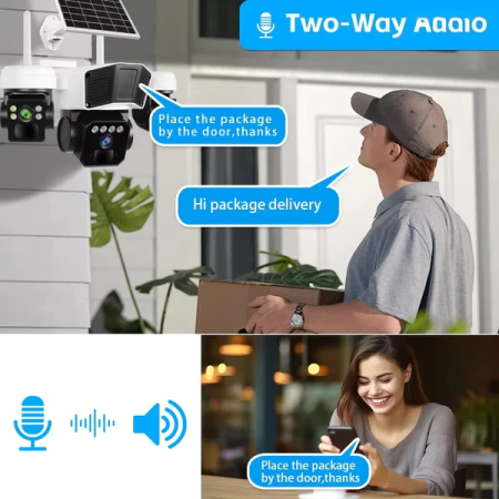 4G Tripla Lencsés Biztonsági Kamera 10W Napelemmel és 16 000 mAh Akkumulátorral, Ultra HD 15MP, PTZ 355°/180°, 10x Zoom, PIR + Radar, Kétirányú Hang, IP66 [5]