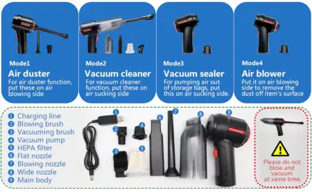6 az 1-ben hordozható porszívó és levegőfúvó – ideális autóhoz, otthonhoz, irodához és háziállatokhoz [7]