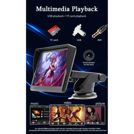 7 colos navigációs CarPlay kijelző, Android Auto, IPS képernyő, Hands-Free funkciók, Mirror Link, Bluetooth, FM - Teljes autós infotainment rendszer [6]