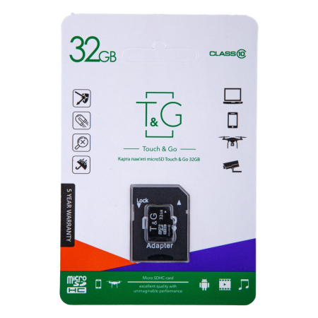 Számítógép kiegészítők - T&G microSDHC 32GB Class 10 memóriakártya + SD adapter