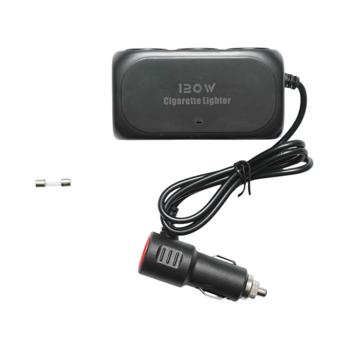 12/24 V Multifunkciós Autós Elosztó Adapter, 3 Szivargyújtó Aljzattal és 2 USB Porttal, 500 mm Kábellel, Több Eszköz Egyidejű Tápellátásához, Fekete [3]