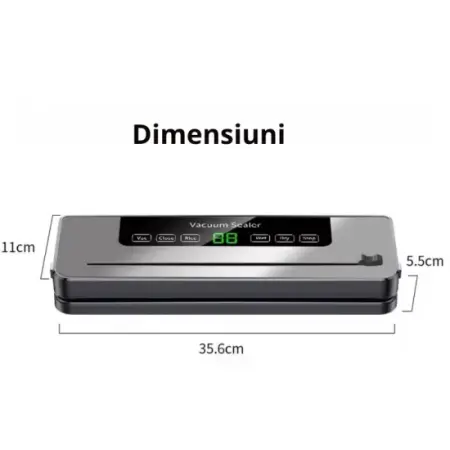Élelmiszer vákuumozó és fóliázó gép 120W, beépített vágó, UV sterilizáló, érintőképernyő, 6 működési mód, 30 cm-es fóliázás, elegáns fekete/szürke+ 10 db vákuumzsák ajándékba [2]
