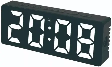 Asztali Digitális Óra – Fehér LED Kijelző, Multifunkcionális, Méret: 160 x 62 x 31 mm, ABS, Fekete [4]