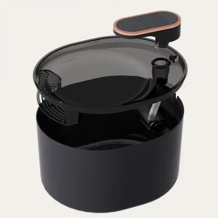 Automatikus vízadagoló prémium kutya- és macskamodell, aktív szénszűrővel, csendes működésű, kellemes kék LED világítással, 3L, hálózati adapter, fekete műanyag [18]