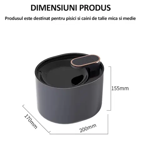 Automatikus vízadagoló prémium kutya- és macskamodell, aktív szénszűrővel, csendes működésű, kellemes kék LED világítással, 3L, hálózati adapter, fekete műanyag [7]