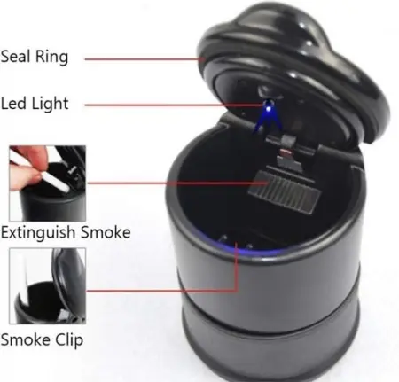 Autós Hamutartó LED-del – Kompakt Kialakítás, Éjszakai Világítás, Beépített Cigarettafogó [2]