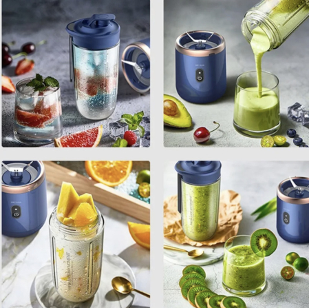 Hordozható USB Turmixgép Gyümölcslevekhez és Smoothie-khoz, 6 Penge, Mixer és Pohár Szett, Mini Prés és Személyes Turmixgép [2]
