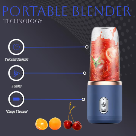 Hordozható USB Turmixgép Gyümölcslevekhez és Smoothie-khoz, 6 Penge, Mixer és Pohár Szett, Mini Prés és Személyes Turmixgép [8]