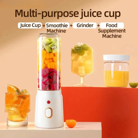 Vezeték nélküli 2 az 1-ben turmixgép és gyümölcscentrifuga 450–500 ml, 10 pengés, 1500 mAh akkumulátor, 40W, USB töltés, digitális kijelző, fehér [2]