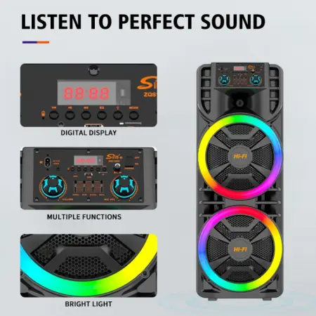 Hordozható Bluetooth hangszóró 500W PMPO, karaoke funkció, USB/TF/FM, kültéri használatra, nagy teljesítményű party hangfal [3]