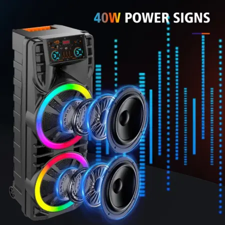 Hordozható Bluetooth hangszóró 500W PMPO, karaoke funkció, USB/TF/FM, kültéri használatra, nagy teljesítményű party hangfal [4]