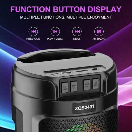 Boxă Portabilă – Sunet 300W PMPO, Bluetooth/USB/TF/AUX, Radio FM, Lumini LED Colorate, Baterie 18650, Design Compact [3]