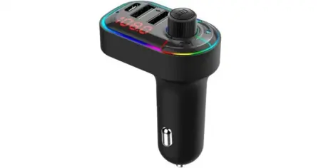 Autós kiegészítők - C12 Autó FM Transmitter Bluetooth 5.0, Mikrofonos, Gyors Töltés USB Type-C-vel, 7 Színű Hangulatvilágítás, Android és iPhone Kompatibilis