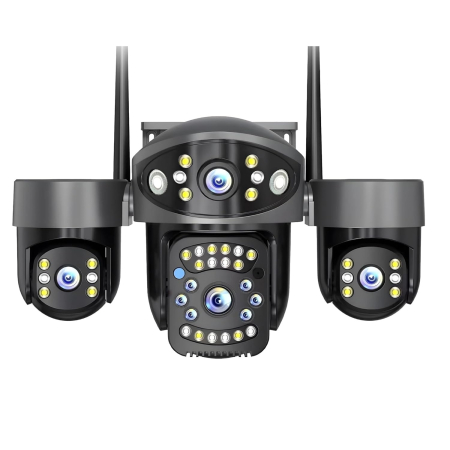 Camere de supraveghere - Camera supraveghere WiFi full hd, exterior, 3 lentile, PTZ 360°, zoom 10X, urmarire automata AI, vedere nocturna color, audio bidirectional