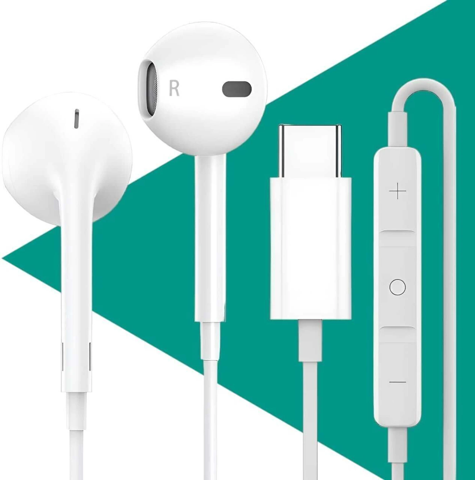 USB Type-C Sztereó In-Ear Fülhallgató, Beépített Mikrofonnal, Ergonomikus Kialakítással, Okostelefonokhoz és Táblagépekhez, Fehér [1]