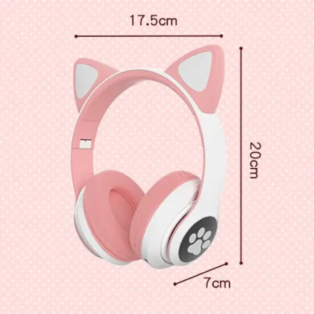 Smart Technology vezeték nélküli fülhallgató, Bluetooth 5.0, LED macskafül, mikrofon, SD/FM slot, 10 órás üzemidő, összecsukható [13]