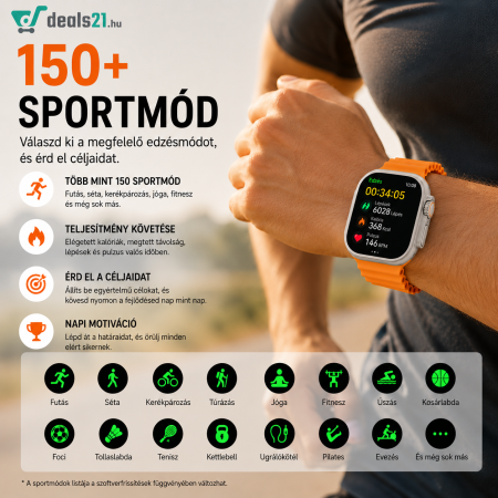 2.1 hüvelykes SmartWatch Okosóra + EXTRA Szíj, Bluetooth Hívás, Vezeték Nélküli Töltés, Fém Ház, Hívás- és Közösségi Értesítések, Véroxigénszint Mérő, Pulzusmérés, Hőmérő, Alvásfigyelés, 105 Sportmód [3]