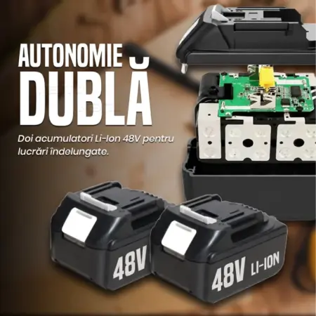 Akkumulátoros ütvecsavarozó – 550 Nm, 48 V Li-Ion, kefe nélküli motor, 3 sebességfokozat, 43 tartozék, hordtáska [3]