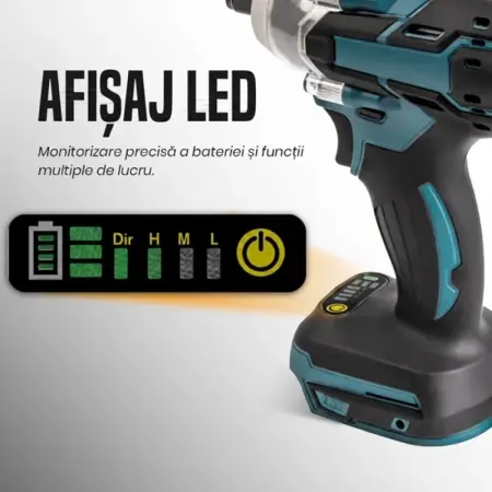 Akkumulátoros ütvecsavarozó – 550 Nm, 48 V Li-Ion, kefe nélküli motor, 3 sebességfokozat, 43 tartozék, hordtáska [4]