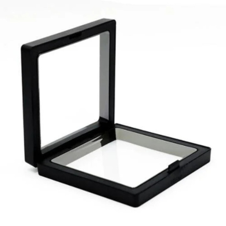 proviz - Prémium ékszertároló doboz 3D átlátszó hatással, gyűrűkhöz, karkötőkhöz, érmékhez és gyűjteményekhez, kompakt hordozható design, fekete