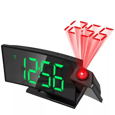 Dekoratív órák - Dekoratív Asztali Digitális Óra – Zöld Kijelző és Piros Vetítés