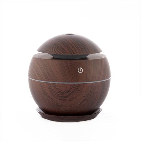 Sötétbarna Ultrahangos Aromaterápiás Diffúzor, 200 ml, 30 ml/h, 2 W, 10x10x10 cm, LED Világítás és Érintőgomb, 5V/500mA, USB Kábellel [2]
