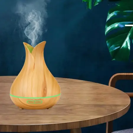 Ultrahangos aromaterápiás diffúzor, 130 ml, 7 színű LED világítás, párásító funkció, barna [3]