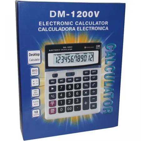 DM-1200V Asztali Digitális Számológép, 12 Jegyű Kijelző, Nagy Képernyő, Memóriafunkciók, Elemes Működés, Fém Elülső Panel [1]