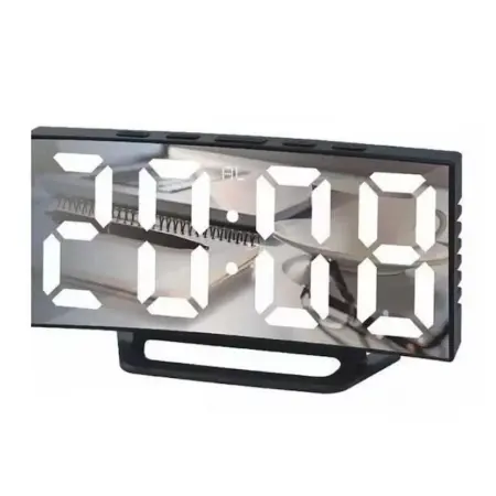 Dekoratív órák - DS-3811L LED Asztali Óra – Modern Tükör, Ébresztő és Szundi Funkció – Elegáns és Funkcionális Dizájn Irodába vagy Hálószobába, USB és Elem Tápellátás, Háttérvilágítás a Sötétben