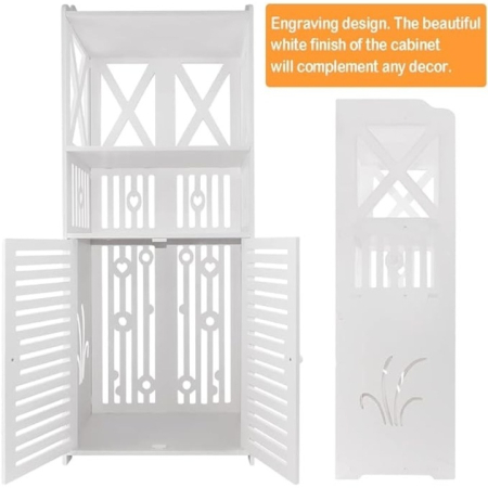 Fehér Fürdőszobai Szekrény 3 Polccal, 90x40x25 cm, Tartós PVC Szerkezet, Modern és Elegáns Kialakítás Praktikus Rendszerezéshez [8]