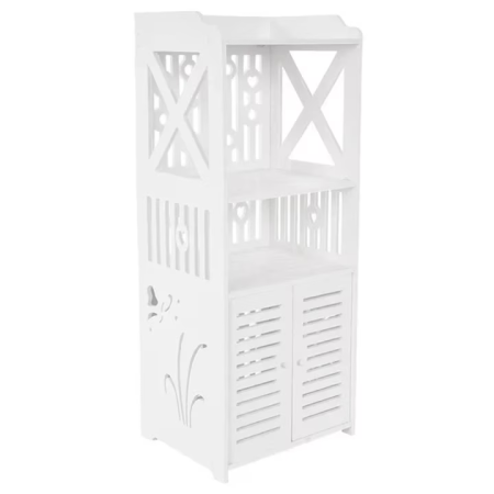Fehér Fürdőszobai Szekrény 3 Polccal, 90x40x25 cm, Tartós PVC Szerkezet, Modern és Elegáns Kialakítás Praktikus Rendszerezéshez [5]