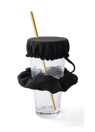 proviz - Italpohár védő rugalmas fedél, poliészter/elastán, újrahasználható, különböző poharakhoz, rovarok és kiömlés ellen, fekete