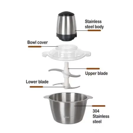 Elektromos Aprító 3L – Hús és Zöldség, Prime Heim, 1000W, 4 Magas Minőségű Rozsdamentes Acél Kés, 3L Őrlőedény, Rozsdamentes Acél, Ezüst [11]