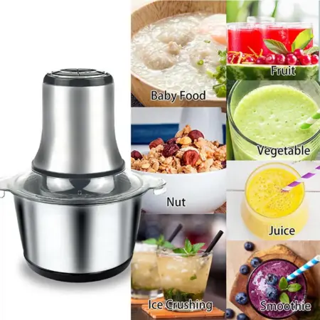 Elektromos Aprító 3L – Hús és Zöldség, Prime Heim, 1000W, 4 Magas Minőségű Rozsdamentes Acél Kés, 3L Őrlőedény, Rozsdamentes Acél, Ezüst [5]