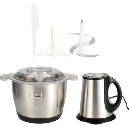 Elektromos Aprító 3L – Hús és Zöldség, Prime Heim, 1000W, 4 Magas Minőségű Rozsdamentes Acél Kés, 3L Őrlőedény, Rozsdamentes Acél, Ezüst [13]