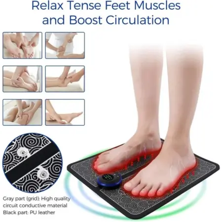 EMS Technológiás Lábmasszírozó – 6 Mód, 9 Intenzitás, Relaxáció és Keringésjavítás, Ergonomikus Fekete Dizájn [2]