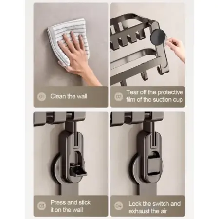 Fali Fürdőszobai Törölközőtartó, Összecsukható, Rozsdamentes Acél, Szürke, 1 Rúd, 8 Kampó, Rozsdaálló, Falra Szerelhető [3]