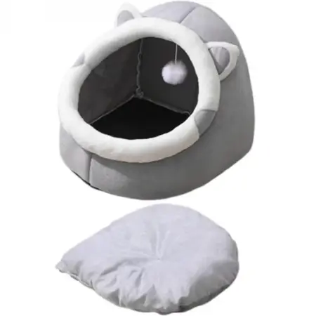 Félig Zárt Macskaágy – Kényelmes és Puha, Kristálybársonyból és PP Pamutból, Mosható, Modern Dizájnnal [3]