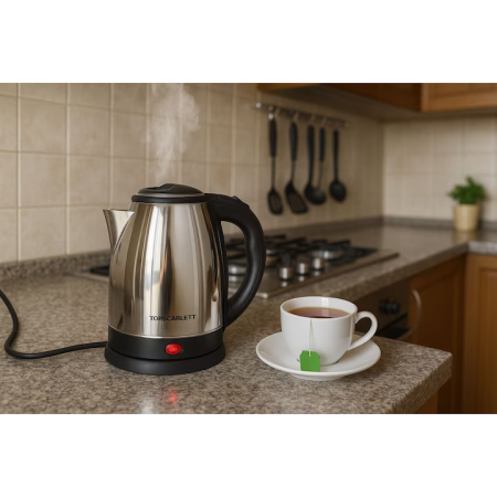 2L Rozsdamentes Acél Vízforraló, 2200W, Automatikus Kikapcsolás, Túlmelegedés Elleni Védelem, On/Off Gomb, Ergonomikus Fogantyú, Forgatható Talp, Vízszintjelző, Rejtett Fűtőelem [3]