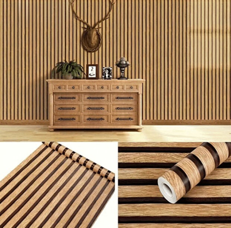 Otthon és Konyha - Öntapadós Dekorfólia Fa Mintázattal, 300 × 45 cm, Falak és Bútorok Dekorálásához, Tartós és Könnyen Felhelyezhető, Bézs